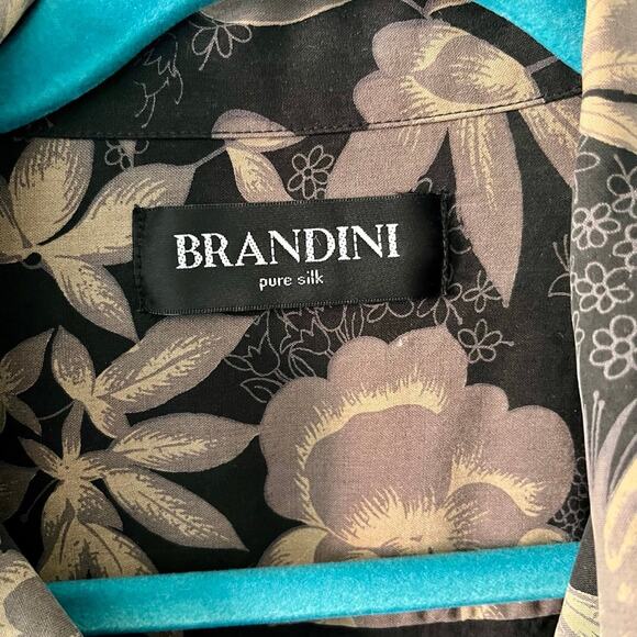 Brandini Button Up Shirt Mens Large Short Sleeve Hawaiian Print Pure Silk XL - Picture 3 of 5